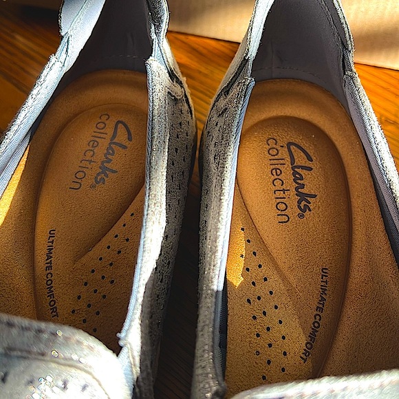 NWT In BoxClarks Collection ElainaRuby Espadrilles Pewter Shimmer ComfortChic.9M - Picture 5 of 6
